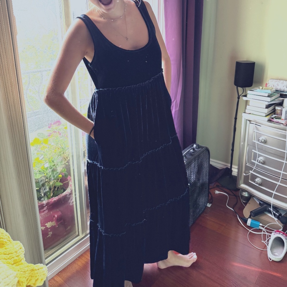 Natural Life - Navy Blue Velvet Dress - Size M